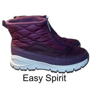Easy Spirit Women's 8W Purple Wistar Quilted Winter Ankle Boots Comfortcore